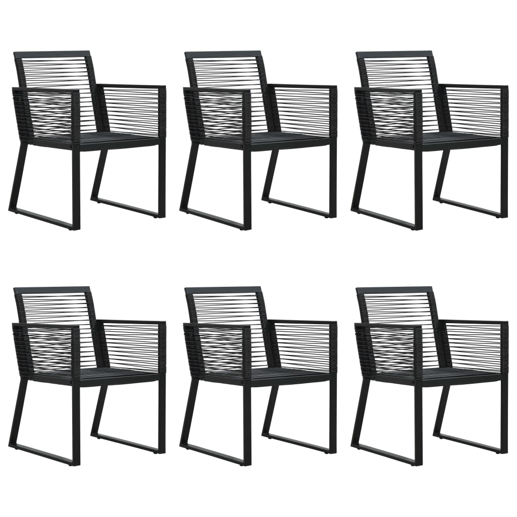 7-dijelni vrtni blagovaonski set od PVC ratana crni