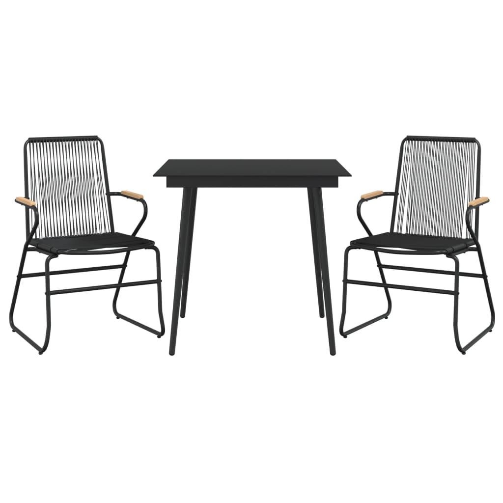 3-dijelni vrtni blagovaonski set od PVC ratana crni