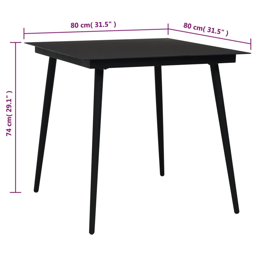 3-dijelni vrtni blagovaonski set od PVC ratana crni