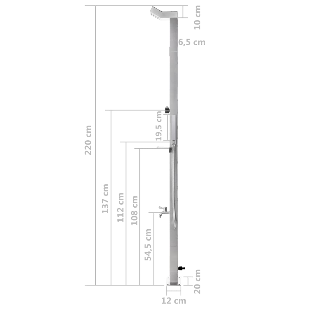 Vrtni tuš od nehrđajućeg čelika 220 cm