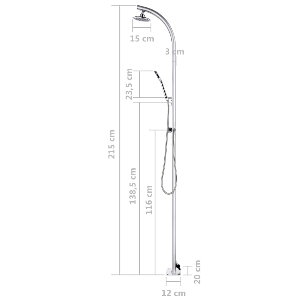 Vrtni tuš 215 cm aluminijski