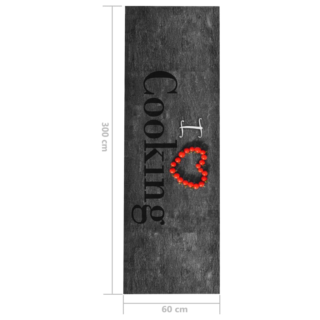 Kuhinjski tepih s natpisom Cooking perivi 60 x 300 cm