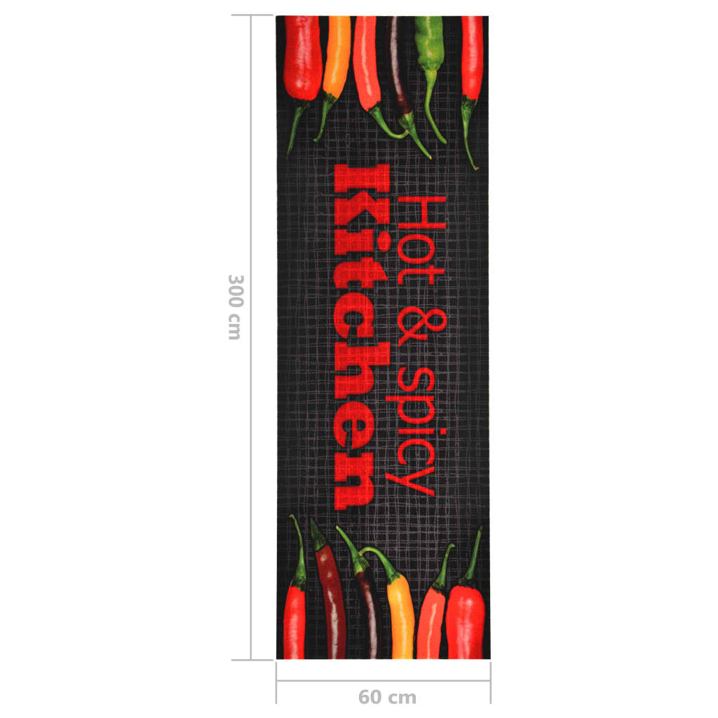Kuhinjski tepih s natpisom Hot & Spicy perivi 60 x 300 cm