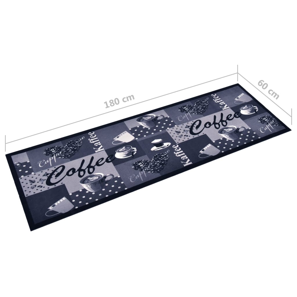 Kuhinjski tepih s uzorkom kave perivi plavi 60 x 180 cm
