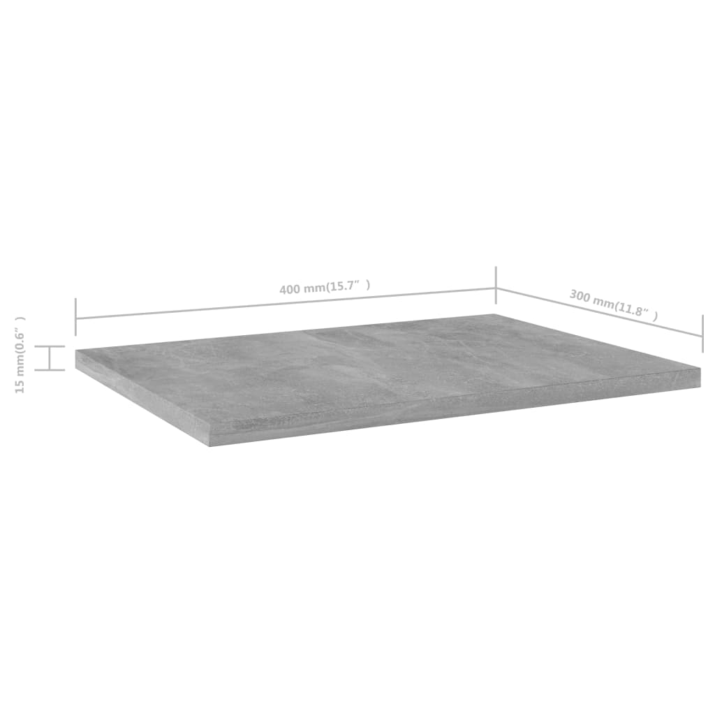 Police za knjige 4 kom siva boja betona 40 x 30 x 1,5 cm drvene
