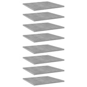 Police za knjige 8 kom siva boja betona 40x40x1,5 cm drvene
