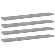 Police za knjige 4 kom siva boja betona 60 x 10 x 1,5 cm drvene