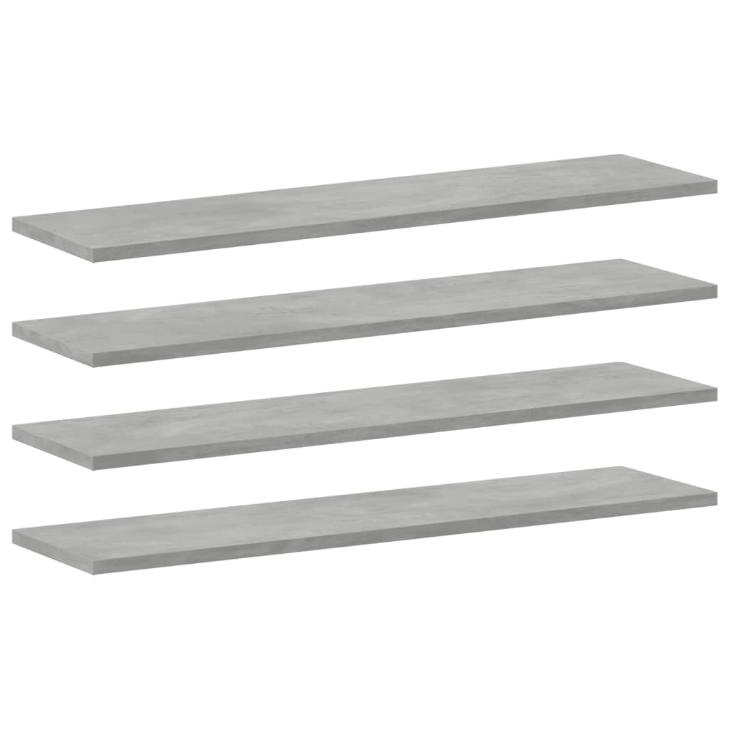 Police za knjige 4 kom siva boja betona 80x20x1,5 cm drvena