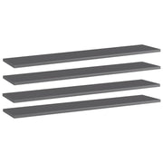 Police za knjige 4 kom visoki sjaj sive 100x20x1,5 cm iverica