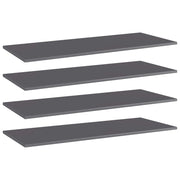 Police za knjige 4 kom visoki sjaj sive 100x40x1,5 cm iverica