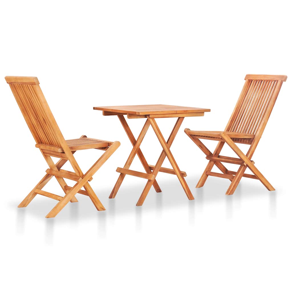 3-dijelni bistro set s jastucima boje vina od masivne tikovine