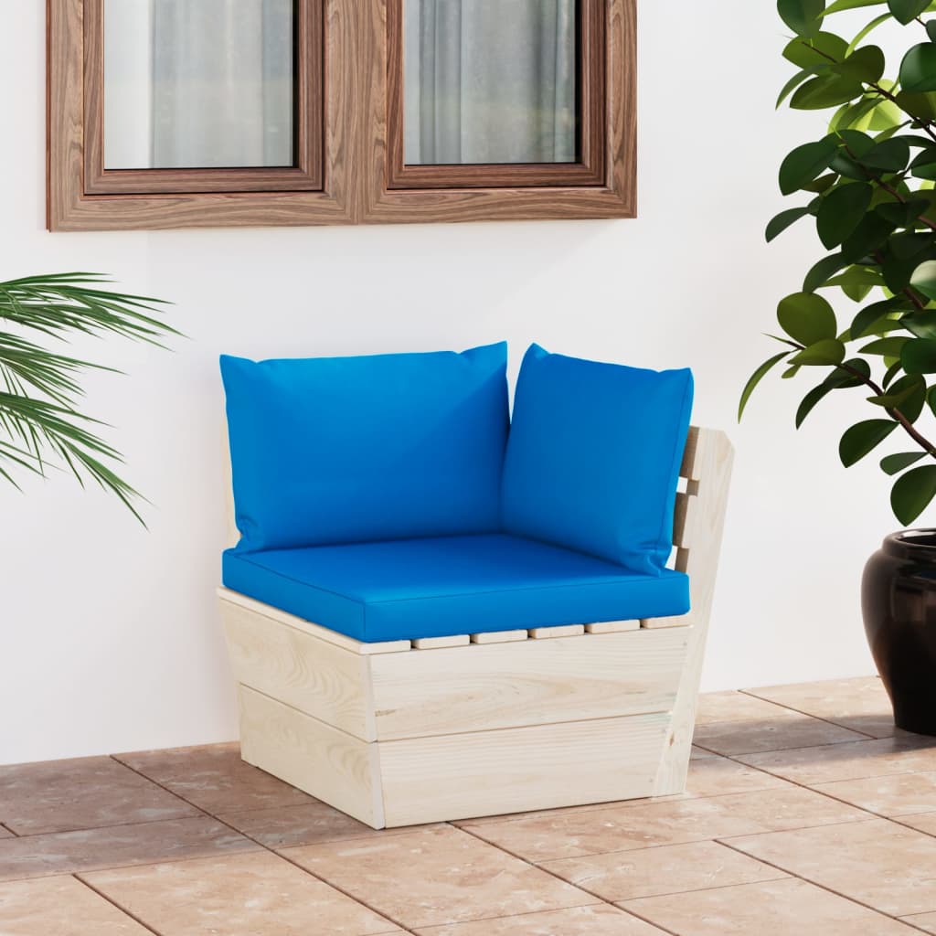 Vrtna kutna sofa od paleta s jastucima impregnirana smrekovina