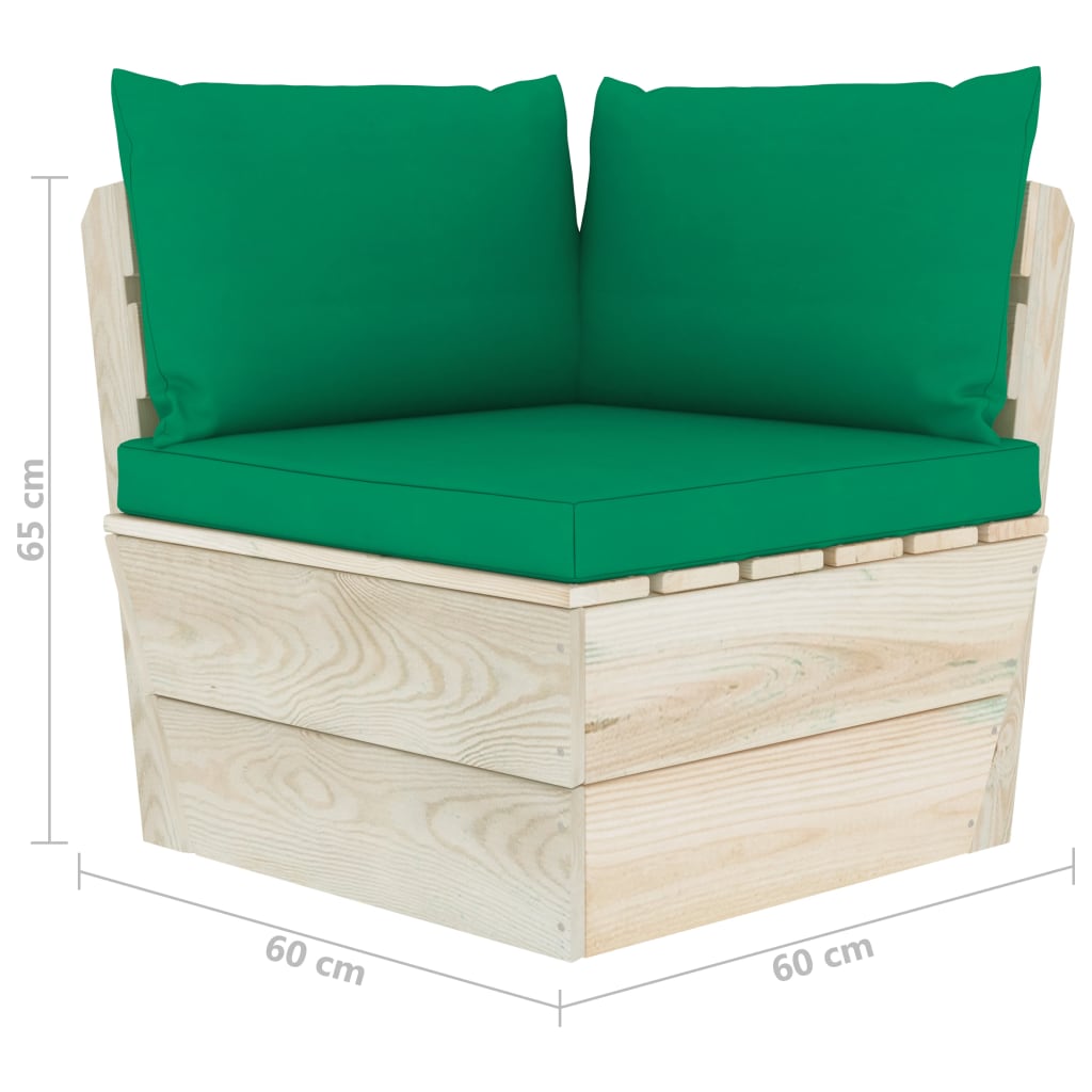 Vrtna kutna sofa od paleta s jastucima impregnirana smrekovina