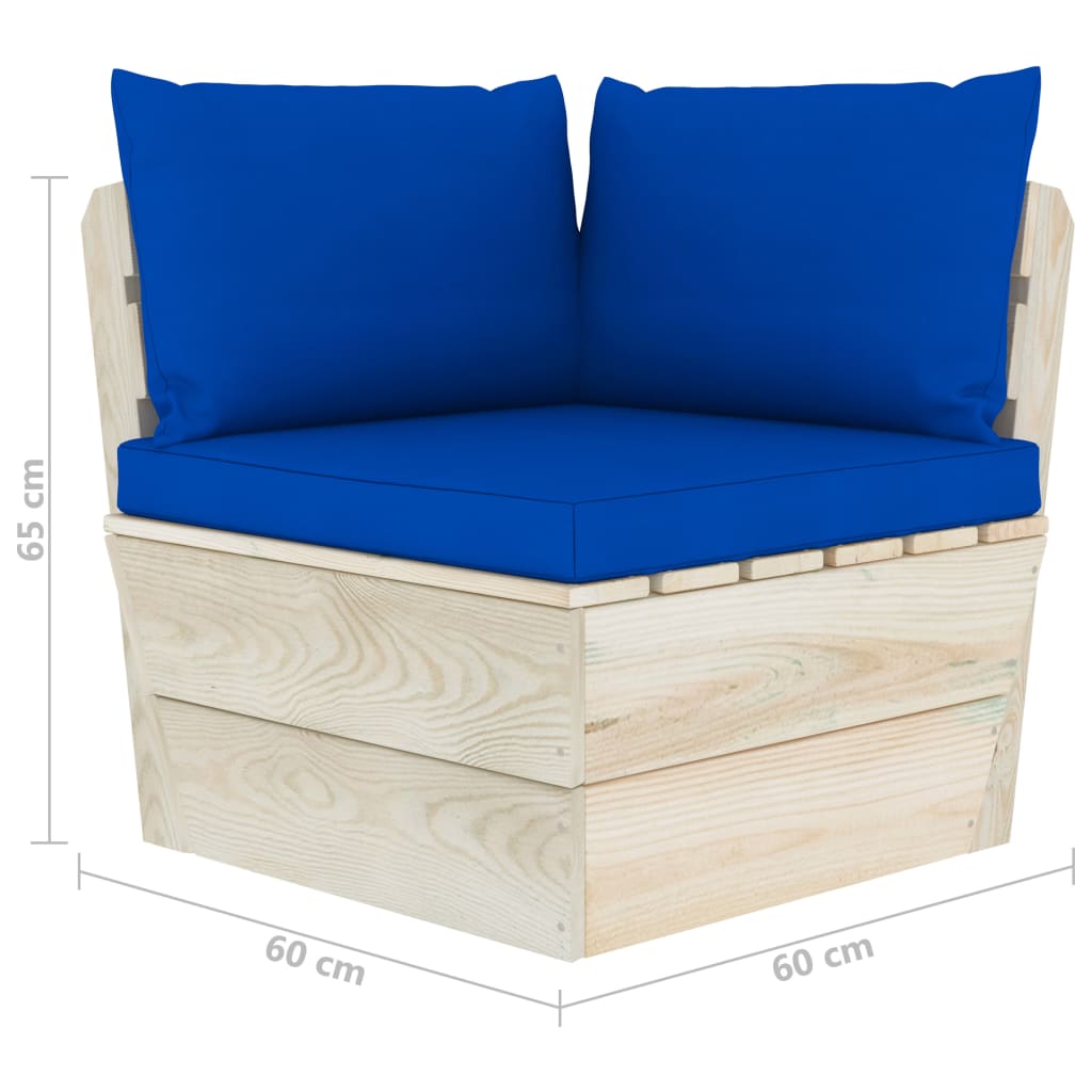 Vrtna kutna sofa od paleta s jastucima impregnirana smrekovina