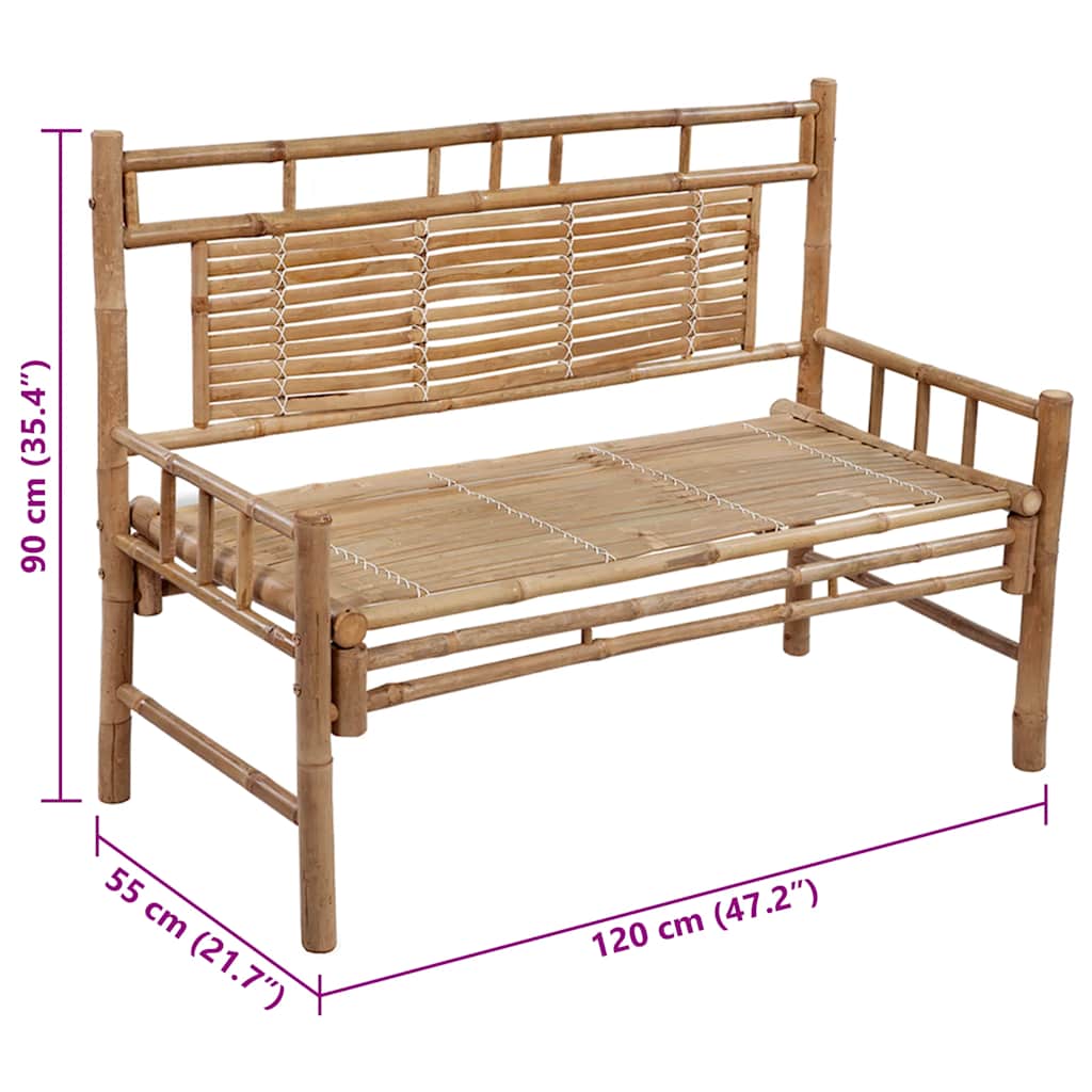 Vrtna klupa s jastukom 120 cm od bambusa