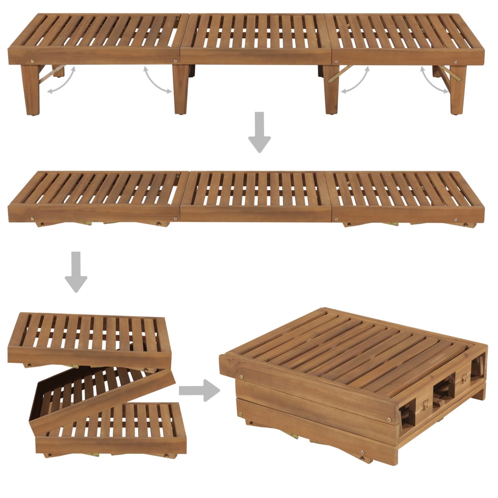 Sklopiva ležaljka za sunčanje s jastukom masivno bagremovo drvo