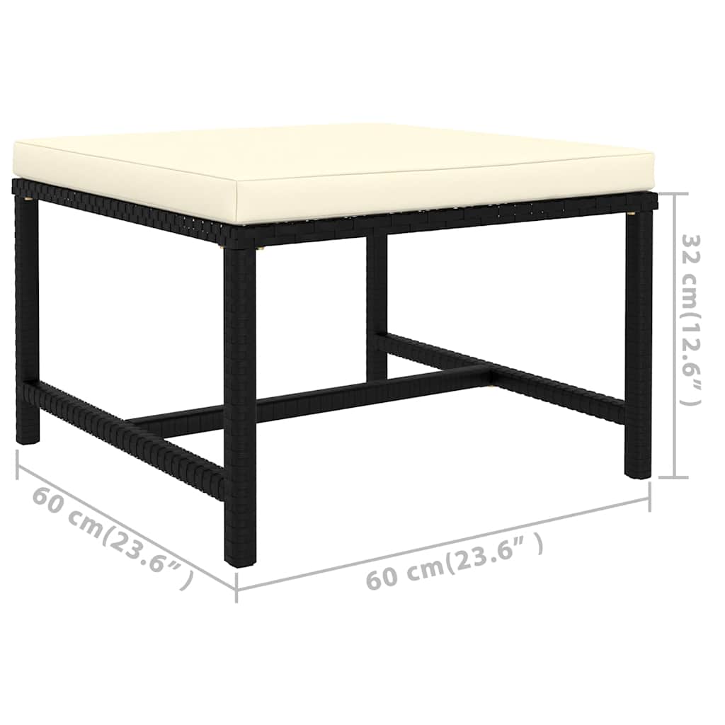 6-dijelna vrtna garnitura od poliratana s jastucima crna