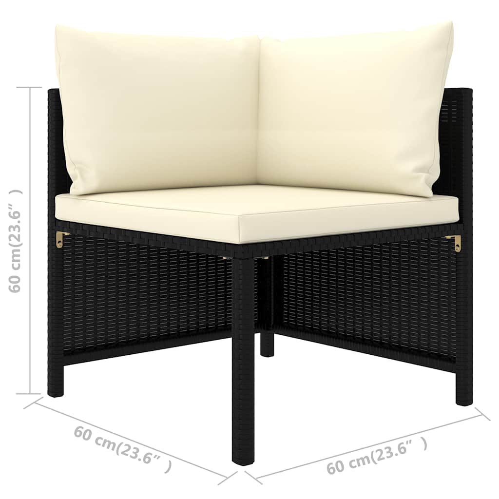 9-dijelna vrtna garnitura od poliratana s jastucima crna