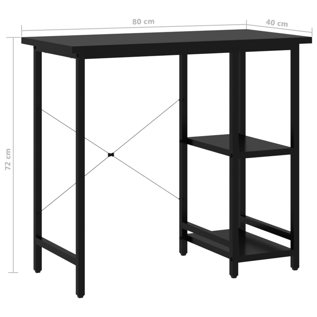 Stol za računalo crni 80 x 40 x 72 cm od MDF-a i metala