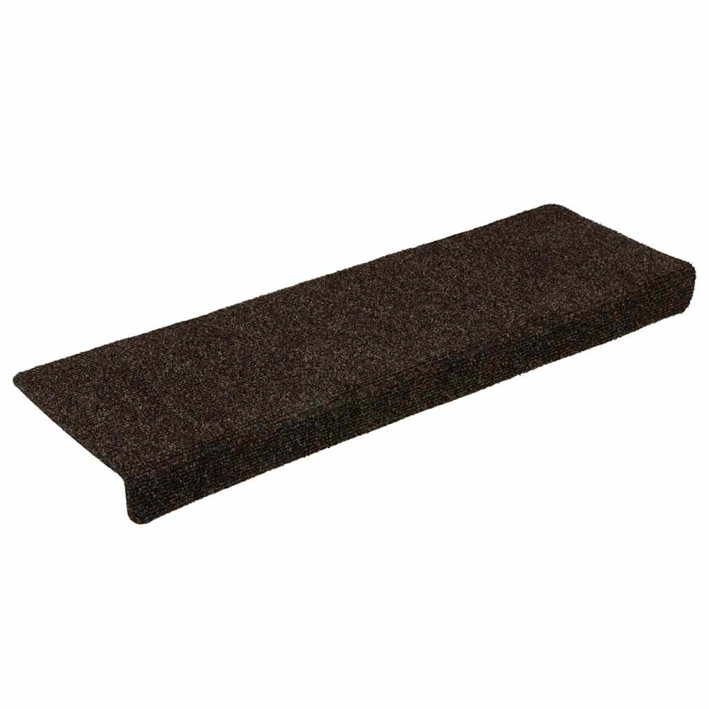 Prostirke za stepenice samoljepljive 15 kom 65x21x4 cm tamnosmeđe pravokutne rubove