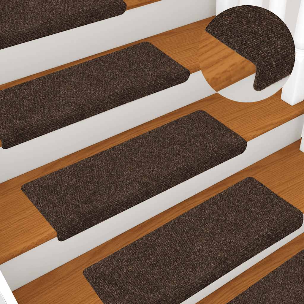Prostirke za stepenice samoljepljive 15 kom 65x21x4 cm smeđe pravokutne rubove