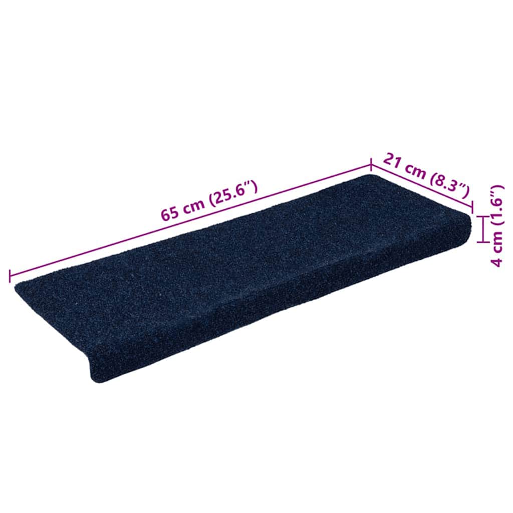Prostirke za stepenice samoljepljive 15 kom 65x21x4 cm tamnoplave pravokutne rubove