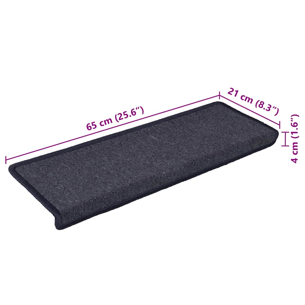 Prostirke za stepenice 15 kom 65x21x4 cm tamno sive i plave pravokutne rubove