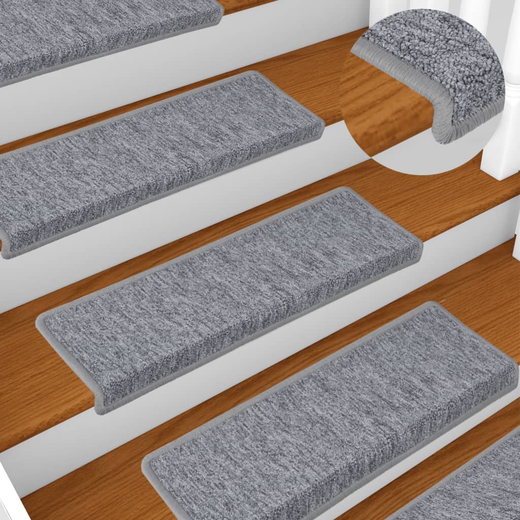 Prostirke za stepenice 15 kom 65x21x4 cm svijetlo sive pravokutne rubove