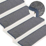 Prostirke za stepenice 15 kom 65x21x4 cm svijetlo sive i plave pravokutne rubove