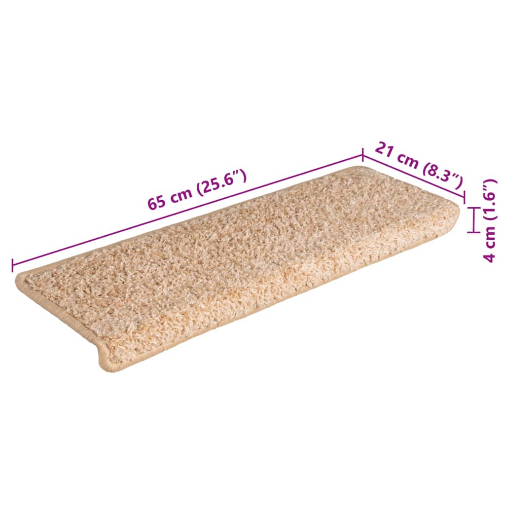 Prostirke za stepenice 15 kom 65x21x4 cm zlatne pravokutne rubove