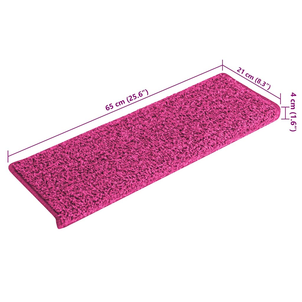 Prostirke za stepenice 15 kom 65x21x4 cm roze pravokutni rub