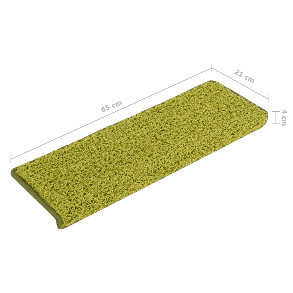 Prostirke za stepenice 15 kom 65x21x4 cm Zelene s pravokutnim rubom
