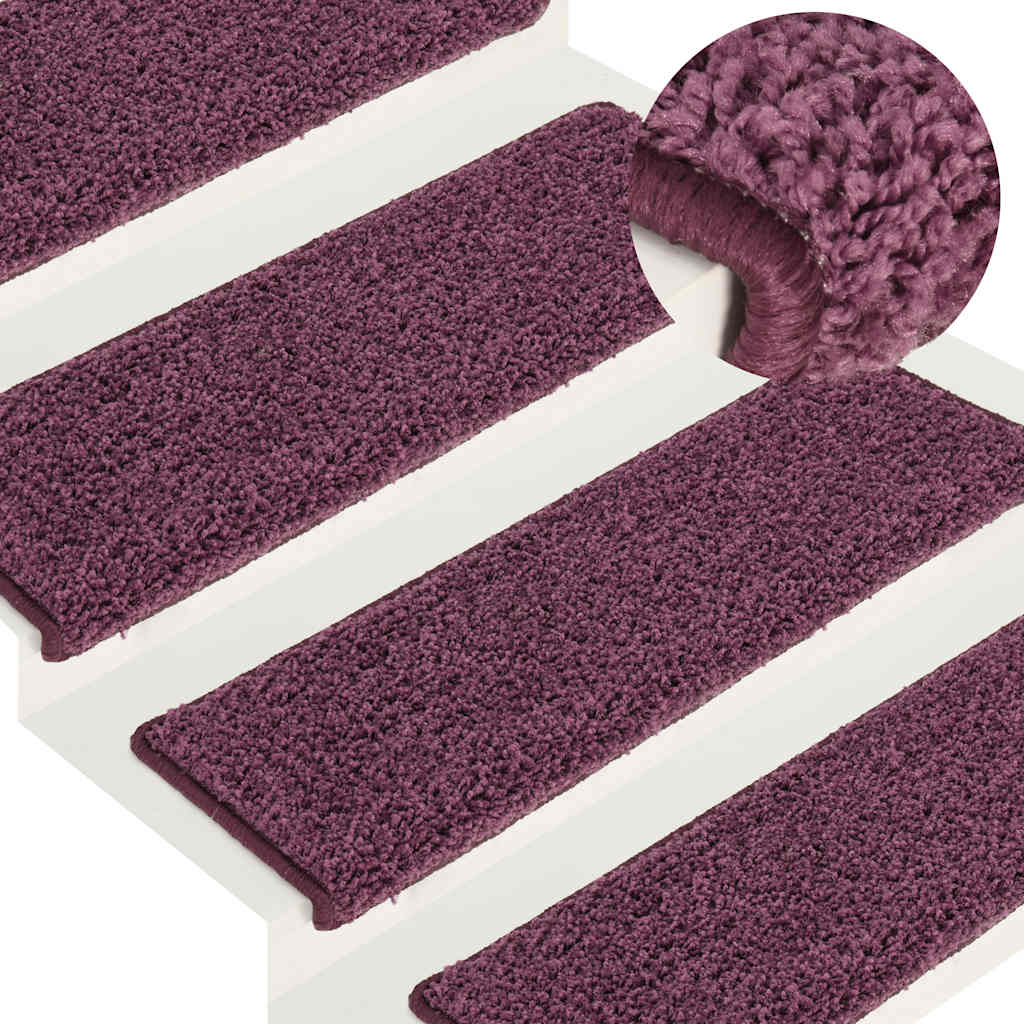 Prostirke za stepenice 15 kom 65x21x4 cm tamnoljubičaste pravokutne rubove