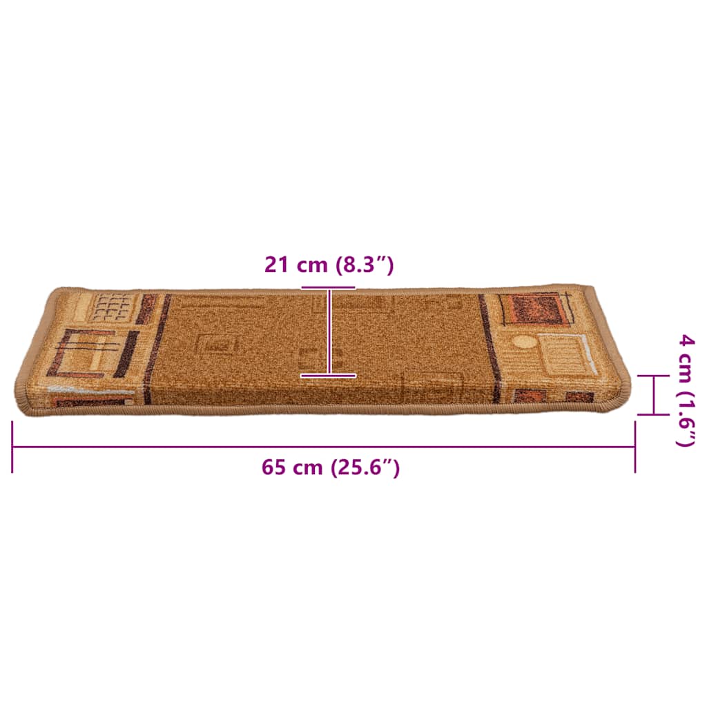 Samoljepljivi otirači za stepenice 15 kom 65x21x4 cm bež
