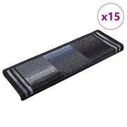 Samoljepljivi otirači za stepenice 15 kom 65x21x4 cm crno-sivi