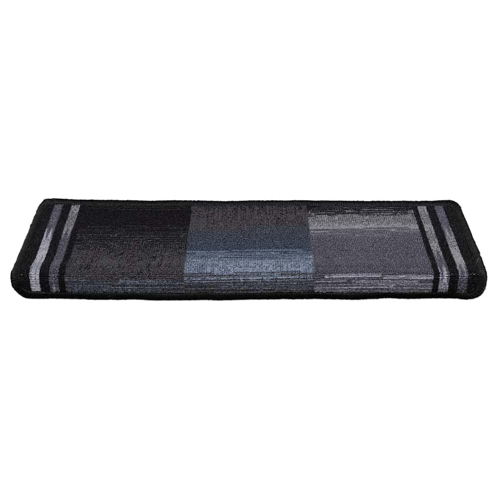 Samoljepljivi otirači za stepenice 15 kom 65x21x4 cm crno-sivi