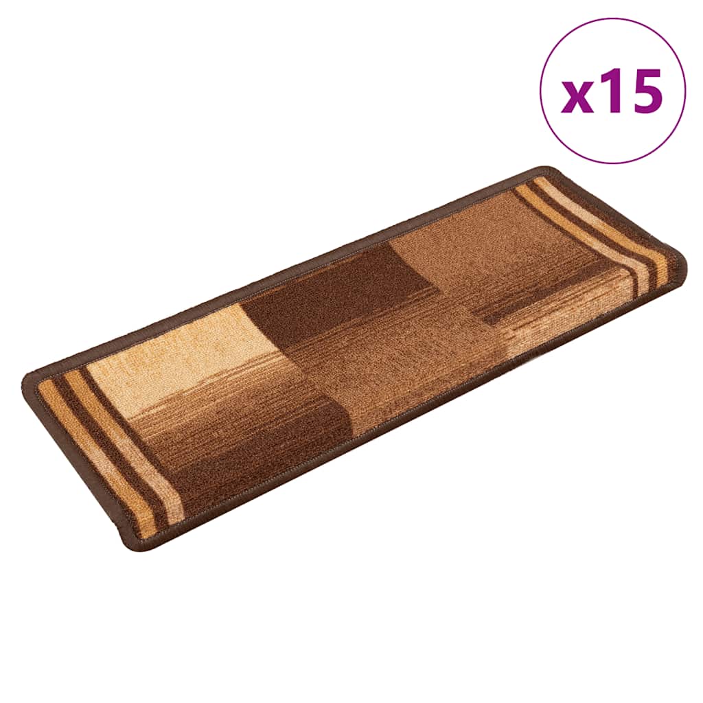 Samoljepljivi otirači za stepenice 15 kom 65x21x4 cm smeđi