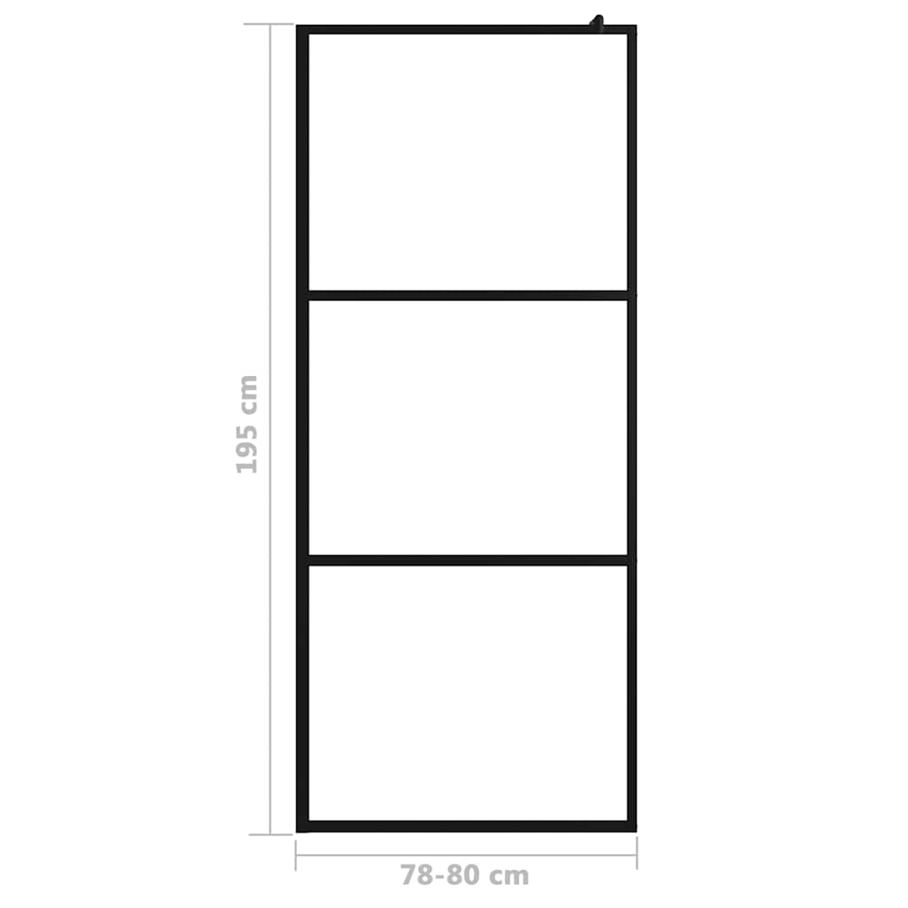 Pregrada za tuširanje s prozirnim staklom ESG crna 80 x 195 cm