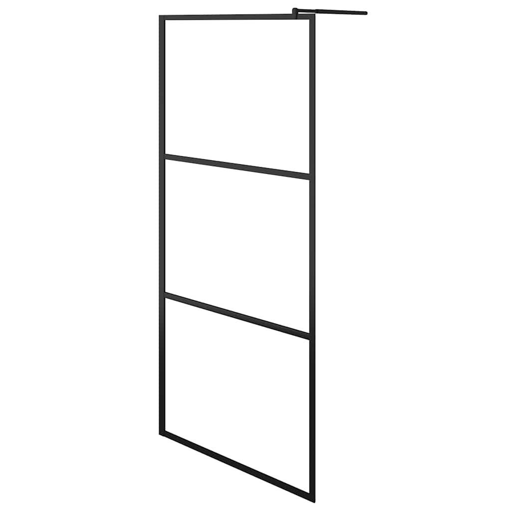 Pregrada za tuširanje s prozirnim staklom ESG crna 90 x 195 cm