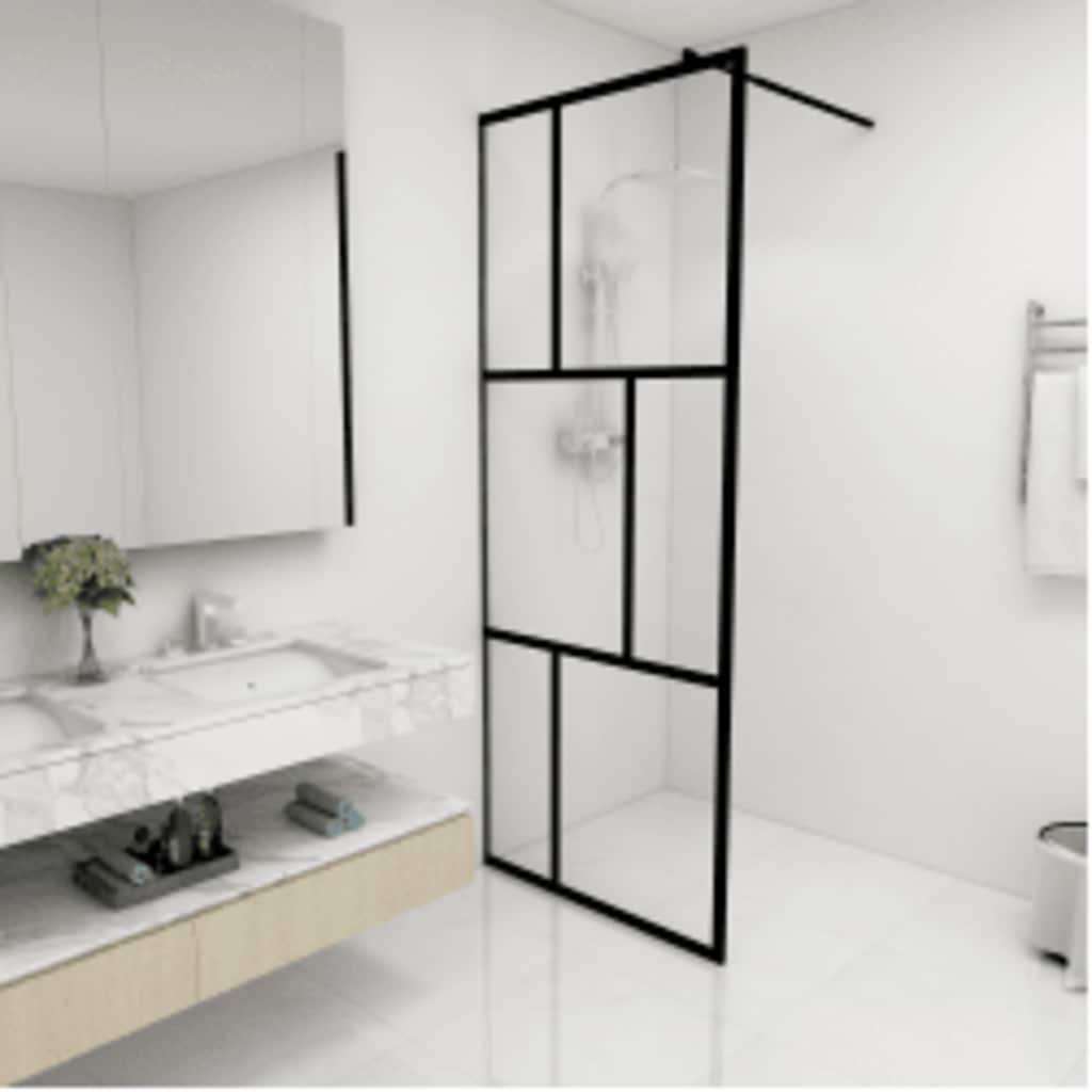 Pregrada za tuširanje od kaljenog stakla crna 80 x 195 cm