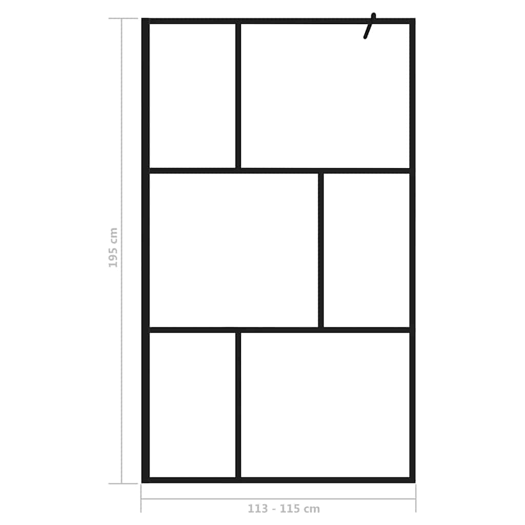Pregrada za tuširanje od kaljenog stakla crna 115 x 195 cm