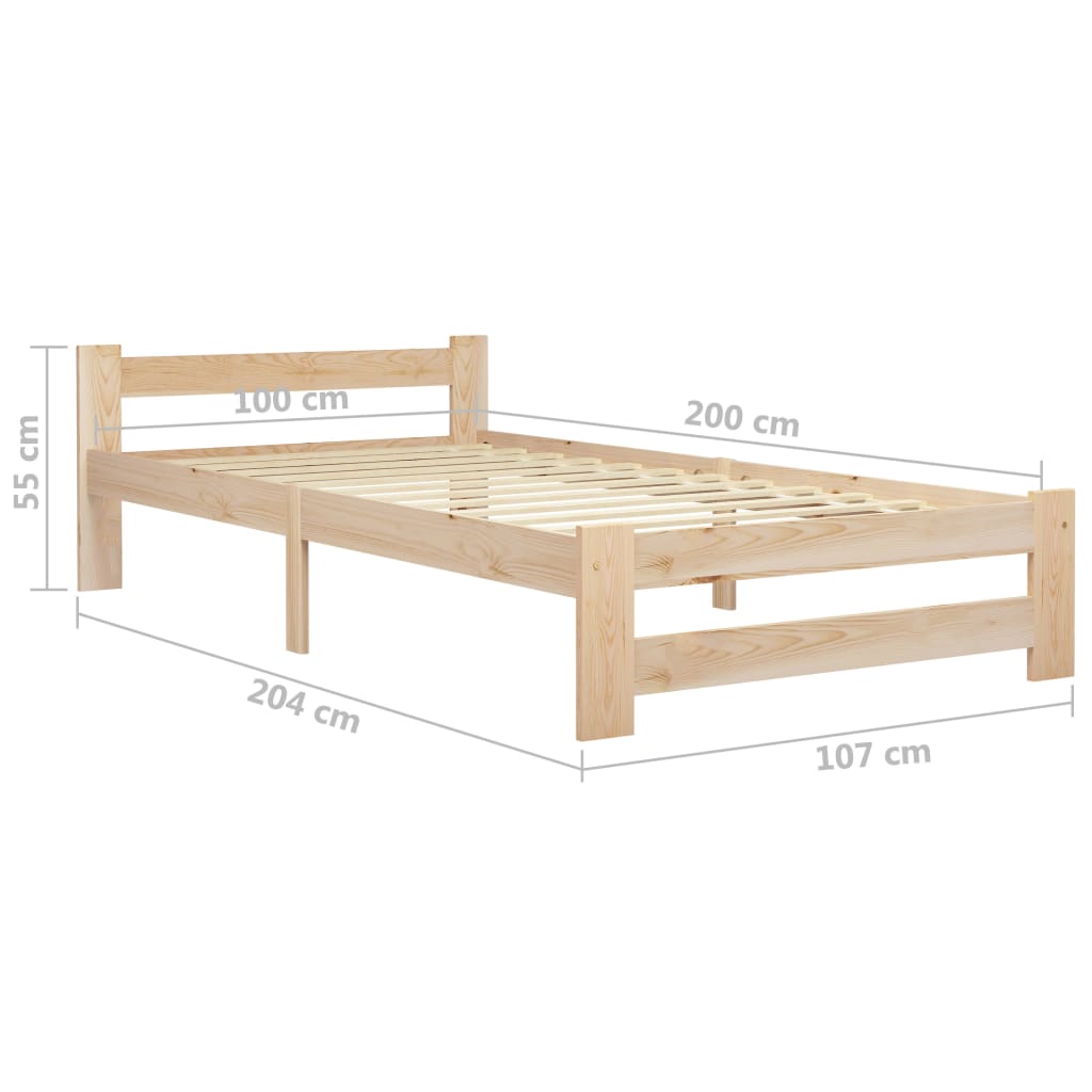 Okvir za krevet od masivne borovine 100 x 200 cm