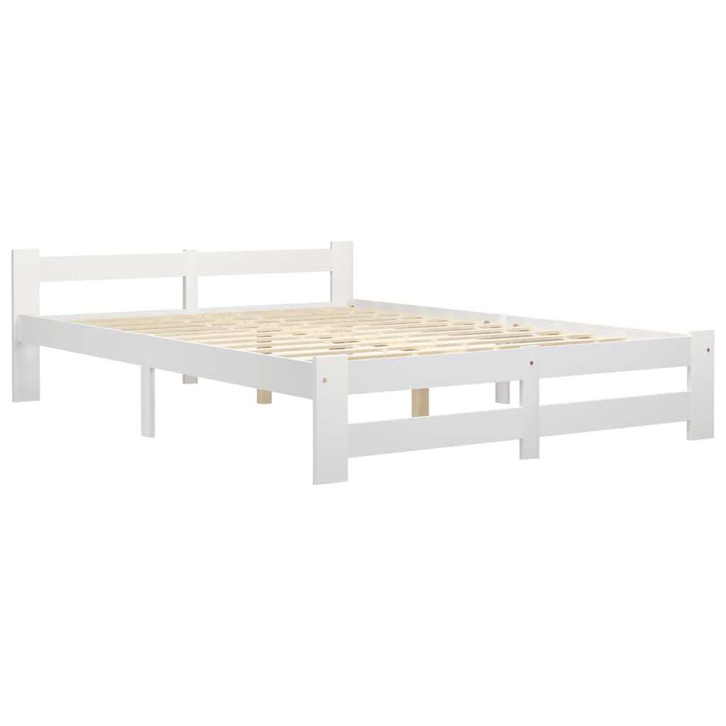 Okvir za krevet od masivne borovine bijeli 120 x 200 cm