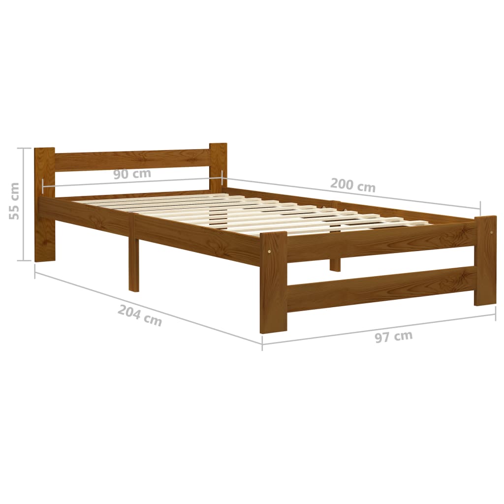 Okvir za krevet od masivne borovine boja meda 90 x 200 cm