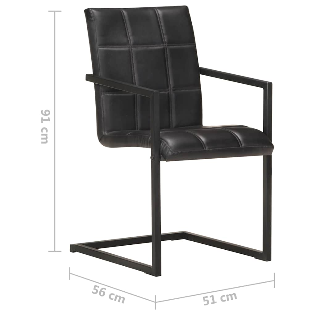 Konzolne blagovaonske stolice od prave kože 6 kom crne