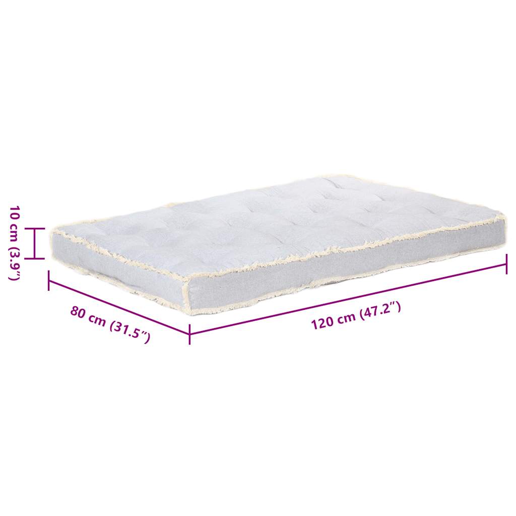 Jastuk za sofu od paleta sivi 120 x 80 x 10 cm