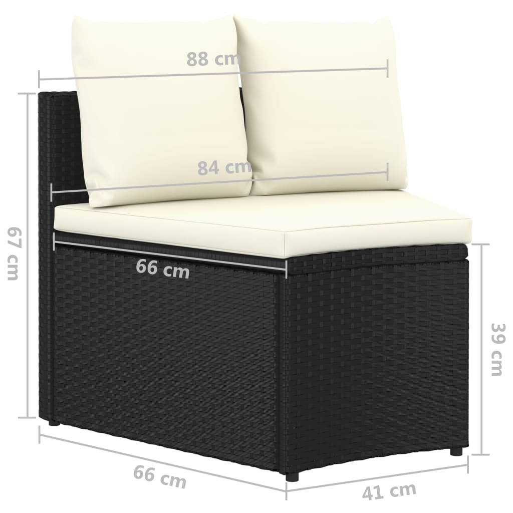 9-dijelni set vrtnih sofa od poliratana s jastucima crni
