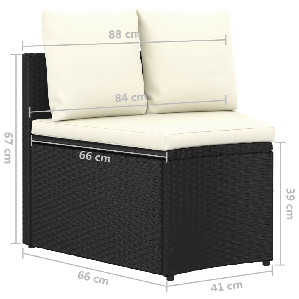 9-dijelni set vrtnih sofa od poliratana s jastucima crni