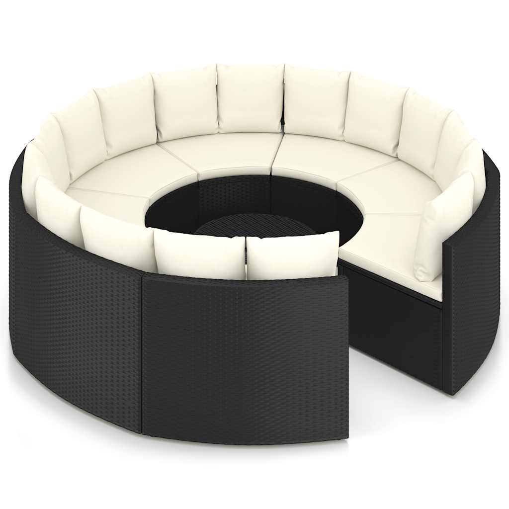 9-dijelni set vrtnih sofa od poliratana s jastucima crni