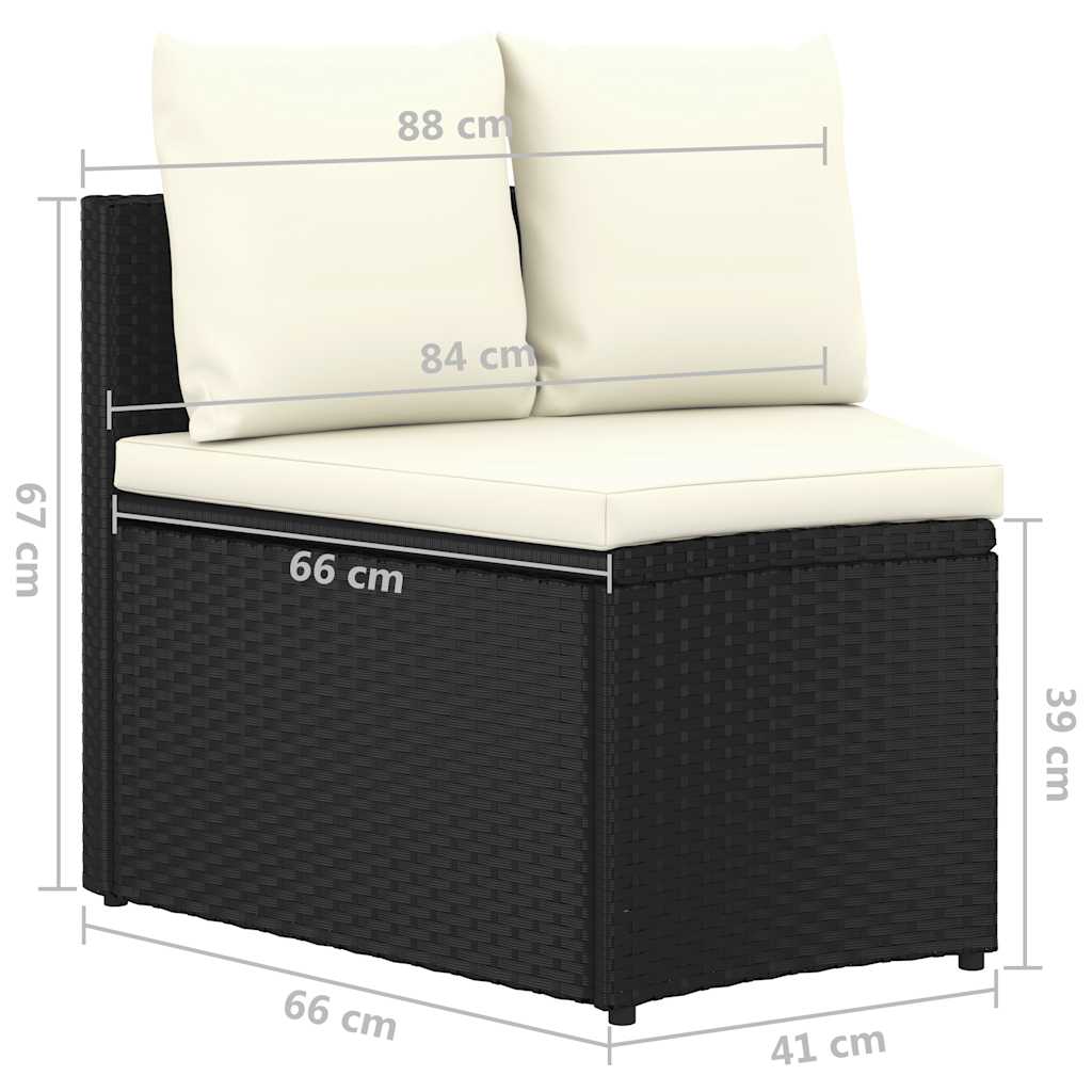9-dijelni set vrtnih sofa od poliratana s jastucima crni